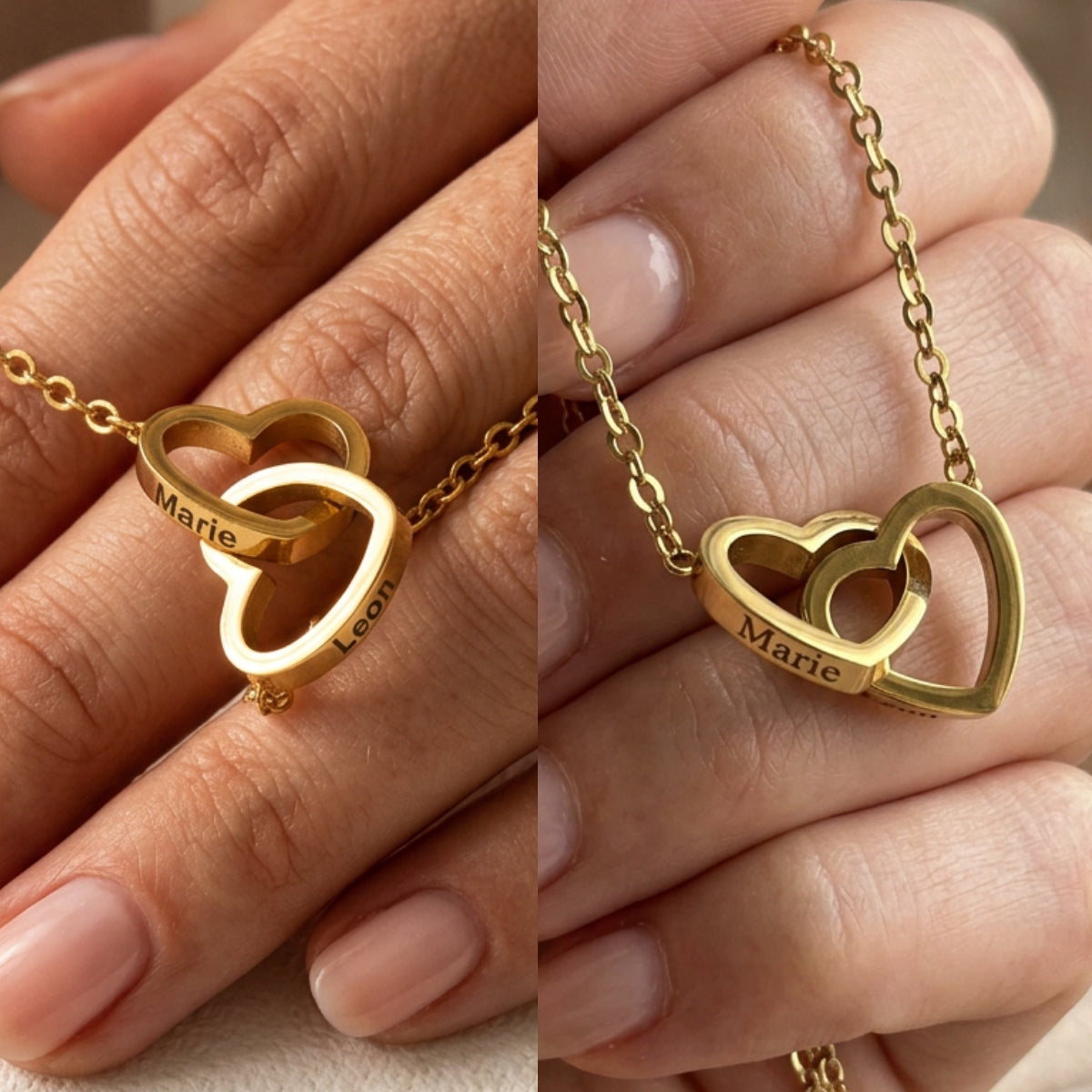 Rosa Eterna in Cofanetto a Cuore — Collana Doppio Cuore Incisa — 3