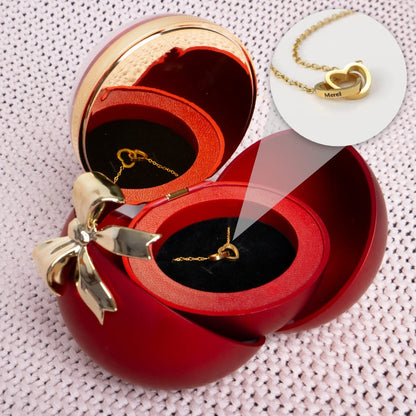 Rosa Eterna in Cofanetto a Cuore — Collana Doppio Cuore Incisa — 8