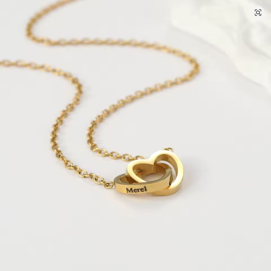 Rosa Eterna in Cofanetto a Cuore — Collana Doppio Cuore Incisa — 11