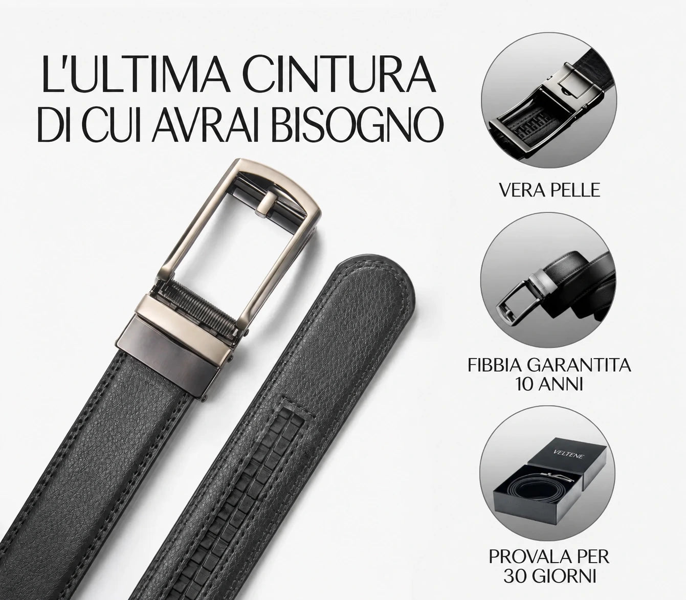 Veltene Milano - Cintura in pelle con regolazione automatica - 8