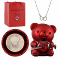 Veltene Milano - Orsetto con rosa eterna e collana incisa - 2