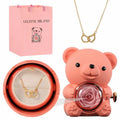 Veltene Milano - Orsetto con rosa eterna e collana incisa - 7