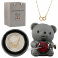 Veltene Milano - Orsetto con rosa eterna e collana incisa - 13