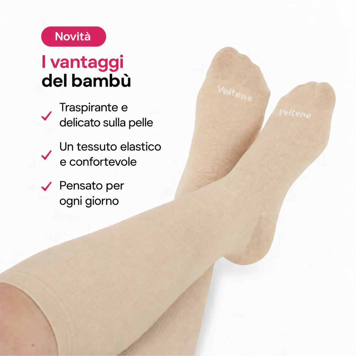 Calze a compressione in bambù - Beige - Veltene Milano