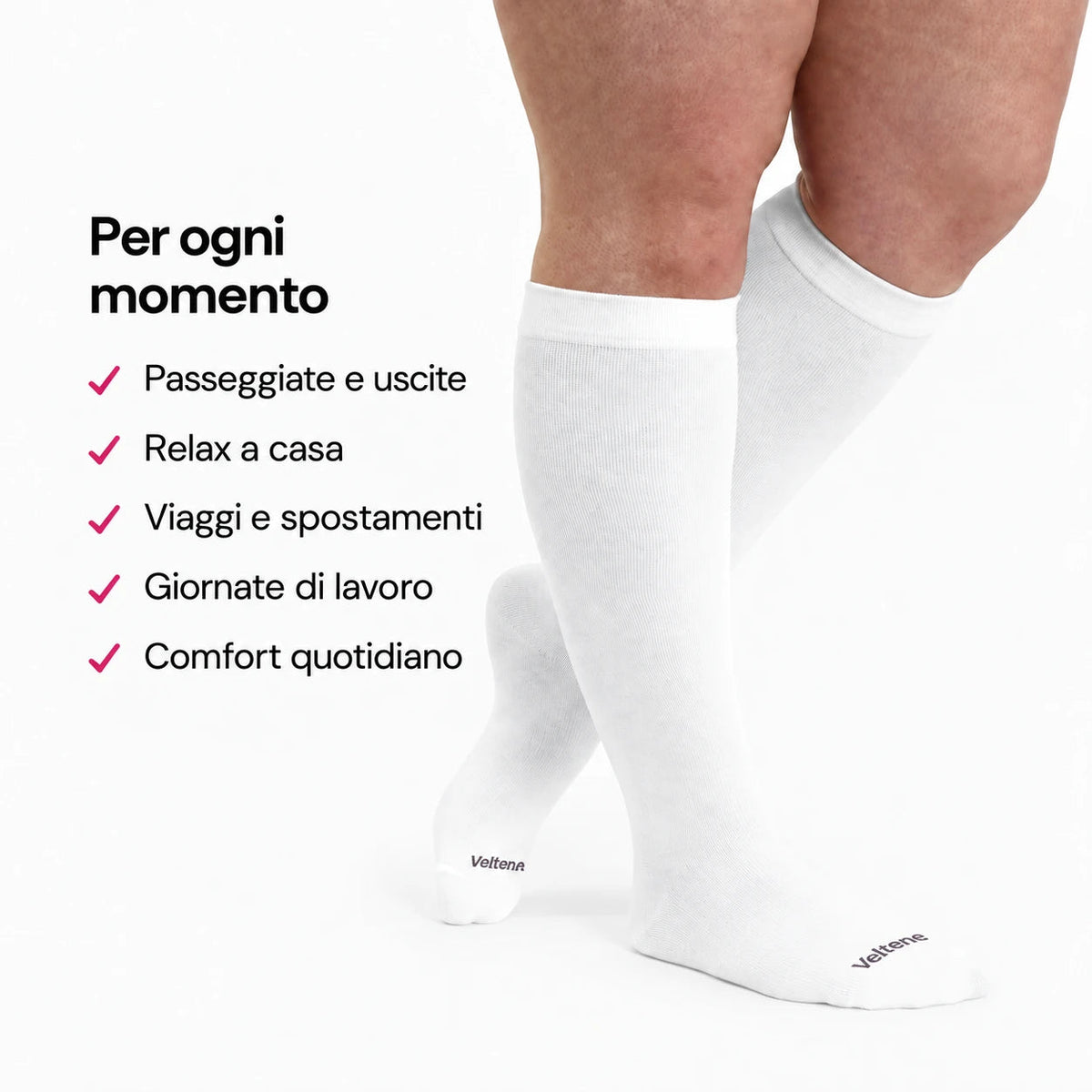 Calze a compressione in bambù - Bianco - Veltene Milano