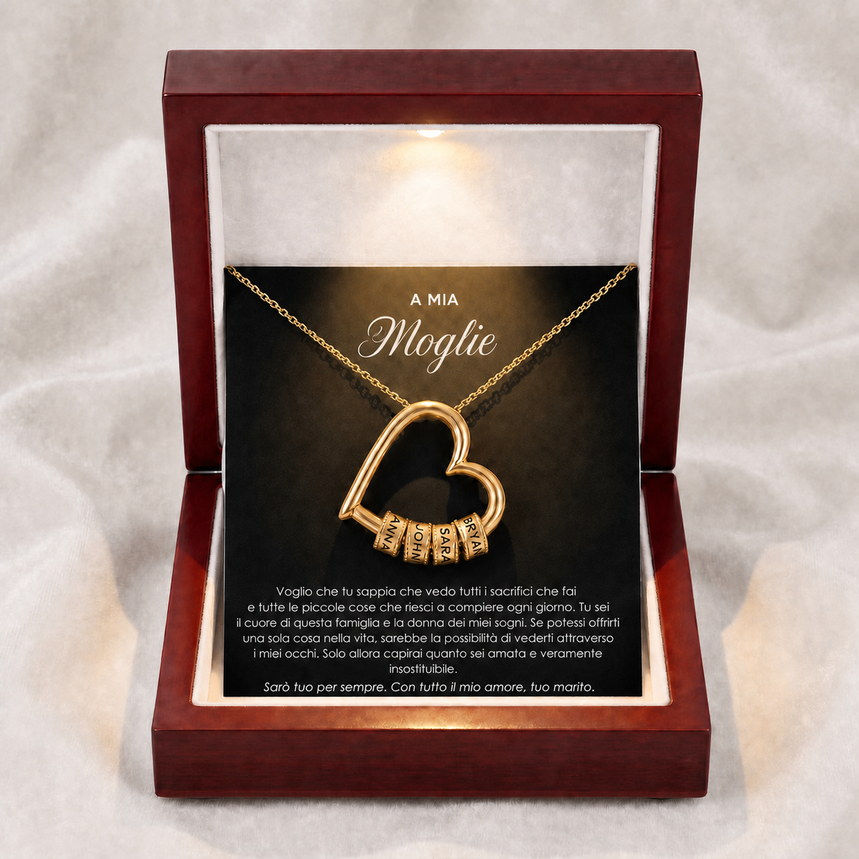 Collana Cuore della Famiglia Personalizzata — Fino a 5 Nomi — 1