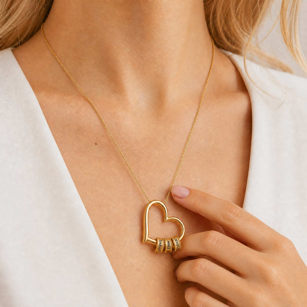 Collana Cuore della Famiglia Personalizzata — Fino a 5 Nomi — 2