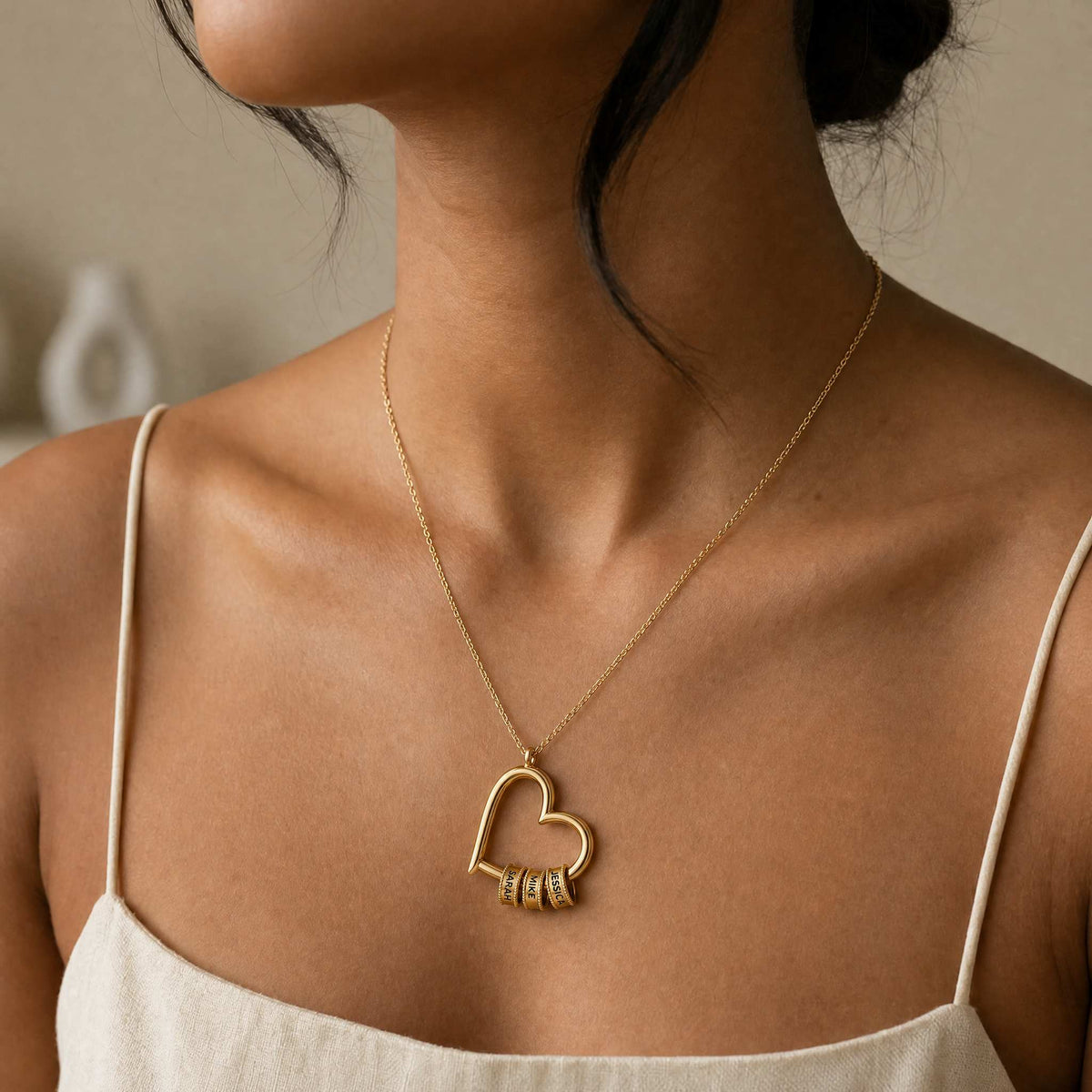 Collana Cuore della Famiglia Personalizzata — Fino a 5 Nomi — 4