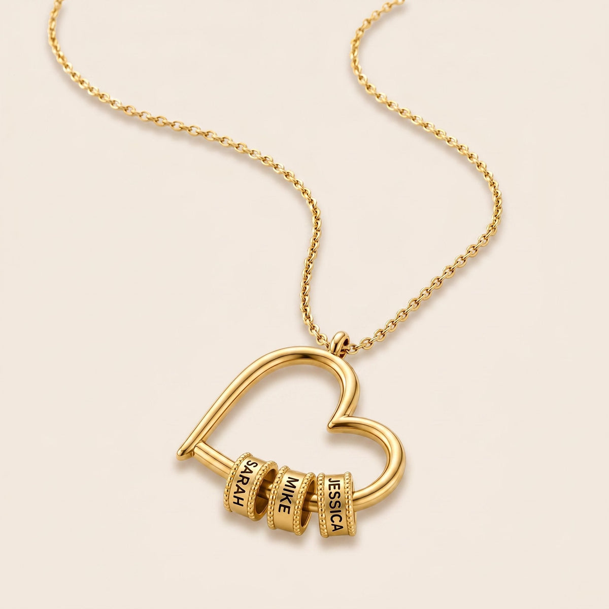 Collana Cuore della Famiglia Personalizzata — Fino a 5 Nomi — 5
