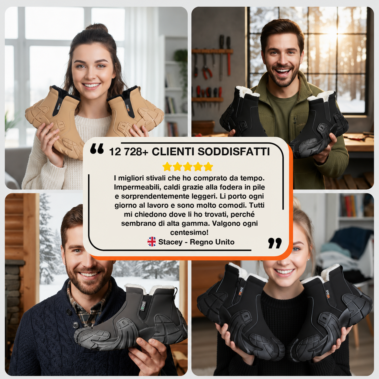 Testimonianza della community tradotta in italiano per gli stivali foderati