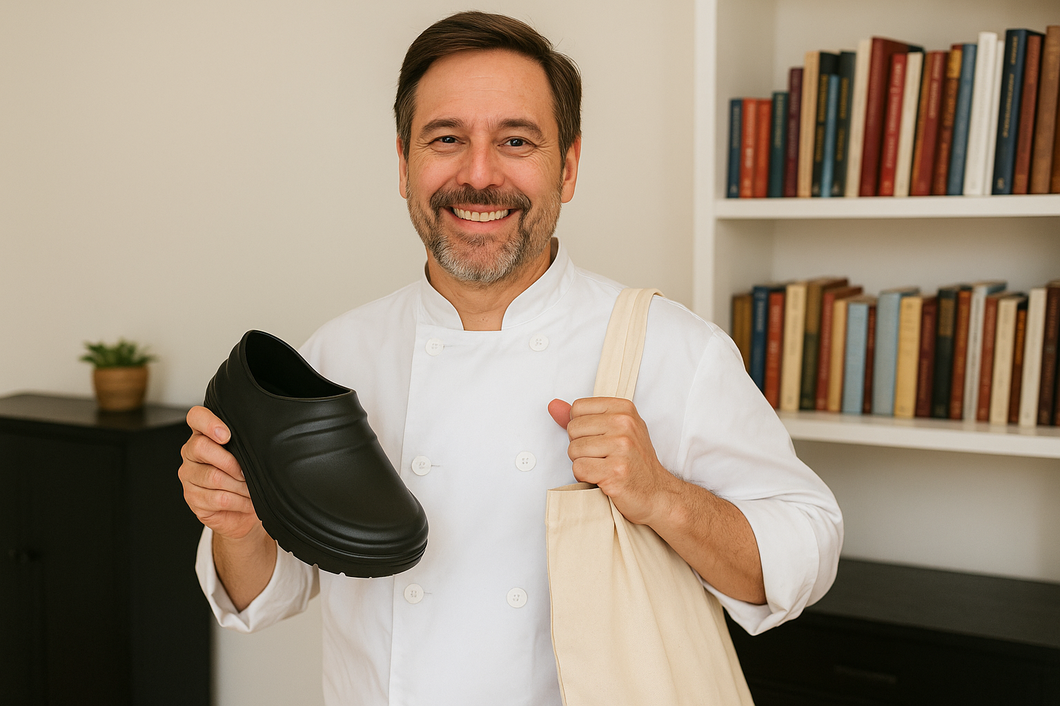 Chef che presenta gli zoccoli comfort Veltene Milano